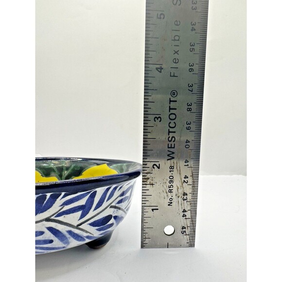 Mexican Pottery Small Salsa Bowl Handmade Hand Painted 4 In Feet footed talavera - Picture 6 of 6